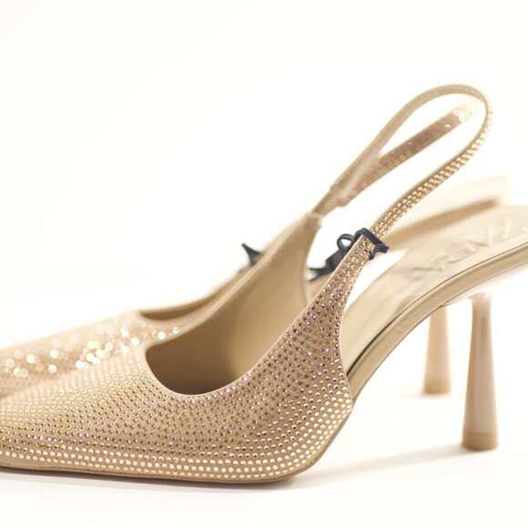 Zara Natural Rhinestone Slingback Heels - Picture 3 of 4